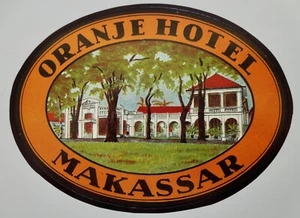 ORANJE HOTEL MAKASSER INDONESIEN - VINTAGE REISE GEPÄCK ETIKETT AUFKLEBER - Bild 1 von 1