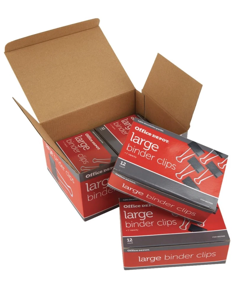 Office DEPOT Large Binder Clips 12 Pcs 308-957 in