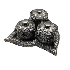 India Aluminum Spice Bowls And Tray With Spoons By JSC - Picture 1 of 13