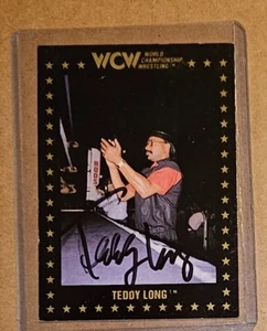 Tarjeta de marketing firmada autografiada WCW Teddy Long Championship #107 1991 WWE - Imagen 1 de 3