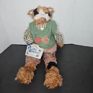 Vtg Stuffed Animal Calico Cat Lrg 21” Hobo Clothes Unique Enesco Kitty Tompkins - Picture 1 of 5