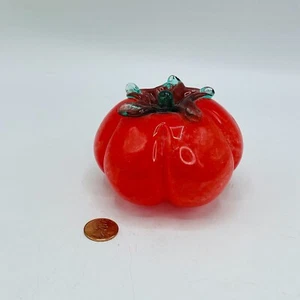 Expositor de frutas de tomate de vidrio soplado a mano vintage hecho en Italia decoración de 3,5 x 2" - Imagen 1 de 6