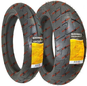 Shinko 009 Raven 120/70ZR17 200/50ZR17 Front Rear Tire Set Motorcycle Tires - Picture 1 of 8