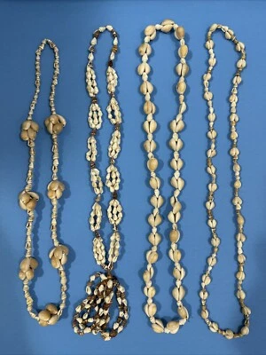 4 Hawaiian Sea Shell Lei Luau Tiki Beach Costume Party Wedding Necklace - Image 1 of 4