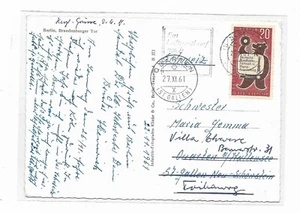 Berlin / Mi.-Nr. 217 als portoger. EF auf Auslands-AK - Bild 1 von 2