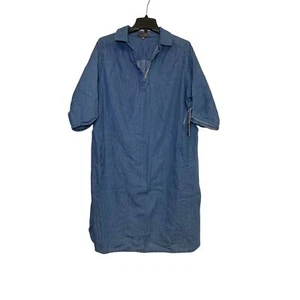 New LUXOLOGY Chambray Collared Shirt Dress Blue Womens 20W - Picture 1 of 4