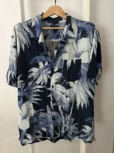 Magaschoni Shirt Mens XXL Tropical Blue Short Sleeve Button Down Casual NEW - Picture 1 of 12