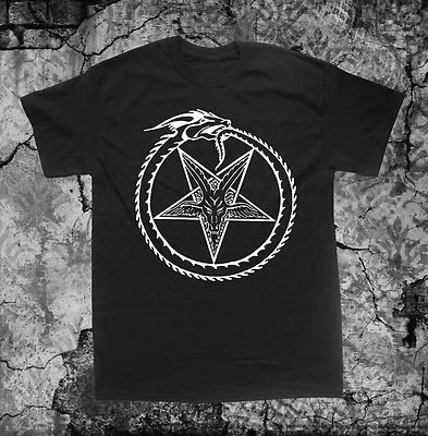 Serpent Pentagram T Shirt Punk Occult Gothic Satan Baphomet Satanic Goat Skull - Image 1 of 4