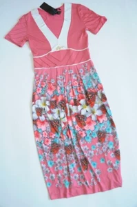 SOGO CLUB Floral V-neck coral tulip dress S / UK 8 - Picture 1 of 7