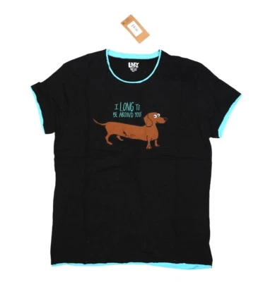 LazyOne Funny Pajama Shirt I Long to Be Around Your Dachshund Dog Womens Large - Image 1 of 4