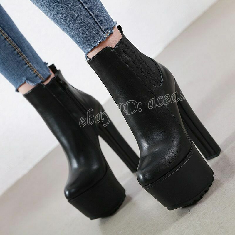 Thick Heels Ankle Boots Pumps Shoes 
