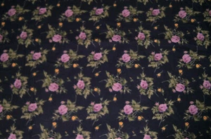 Vintage 1990's Marcus Bros Flannel Fabric Roses on Black 44" x 2 yards - Picture 1 of 3