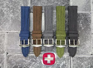 Nueva correa de nailon del ejército suizo de 20 mm resistente al agua forro de goma suave correa de reloj con - Imagen 1 de 27