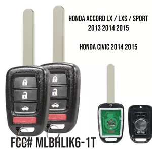 2 Key Honda Accord LSX ,LX Sport 2013-2015  MLBHLIK6-1T  Key Fob +AAA - Picture 1 of 8