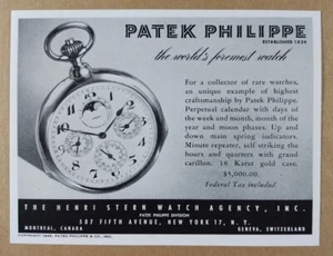 1947 Patek Philippe Perpetual Calendar Pocket Watch vintage print Ad - Picture 1 of 1