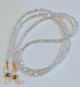 EYEGLASS CHAIN 27" CLEAR AB CRYSTAL Beaded Strap Reading Glasses iCandy GOLD - Picture 1 of 4