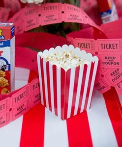 Red Striped Popcorn Cups for Party Wedding Favor Snacking Bridal/Baby Shower - Picture 1 of 10