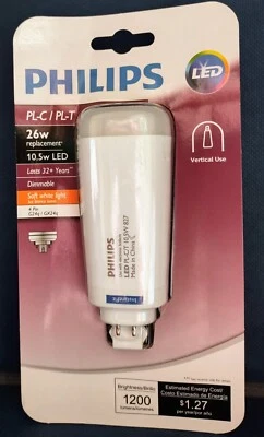 PHILIPS. PL-C/PL-T LED Bulb. 26W Soft White Light. Dimmable. Vertical Use.  - Image 1 of 4