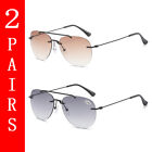 2 paires de lunettes de soleil de lecture bifocales sans bordure UV bleu blocage de la lumière 1,0-4,0