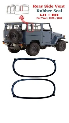 Par de juntas de vidrio de goma de ventilación lateral trasera Toyota FJ40 BJ40 Land Cruiser 1975-1984 Foto 1 de 4