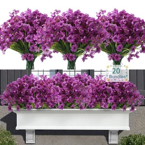 20 Bundles Artificial Flowers for Outdoors, UV Resistant Fake Realistic Flowe... - Picture 1 of 9