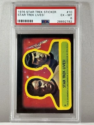 1976 Star Trek Sticker #10 Star Trek Lives! Captain Kirk Mr. Spock PSA 6 EX-MT - Image 1 of 2