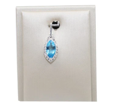 Colgante Topacio Azul Plata de Ley 925 Cristal Marquesa Piedra de Nacimiento de Diciembre Ella Foto 1 de 4