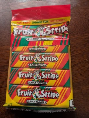 Фруктовая полоска жевательная резинка ангар упаковка 4 упаковки по 5 палочек 5 вкусов и татуировок - Изображение 1 из 2