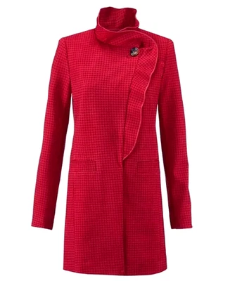 Chaqueta Longline Cabi Celebration Pata de Gallo Volantes Mujer Grande Roja Cuadrada Ponte Foto 1 de 4