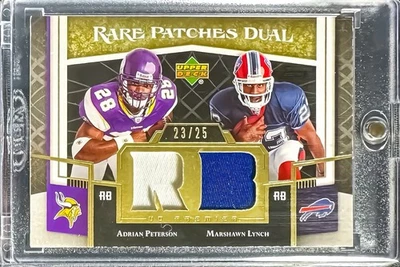 2007 UD Premier - Rare Patch Duals Adrian Peterson/Marshawn Lynch 23/25 - Image 1 of 2