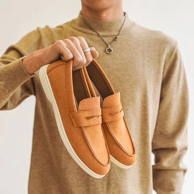 Mens Slip on Loafer Casual Business Flats Shoes Driving Round Toe Faux Suede New - Image 1 of 4