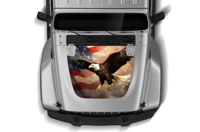Patriotic Eagle Hood 贴花 适合吉普牧马人 – 美国国旗乙烯基包装 — 第 1/3 张图片