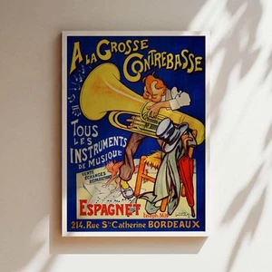 A la Grosse Contrebasse Tuba Music Vintage Advertising Poster, Canvas, Print, Fr - Picture 1 of 16