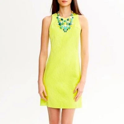 Banana Republic x Milly Collection Neon Yellow Sheath Mini Dress Jacquard Size 4 - Image 1 of 4