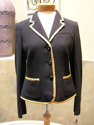 NWT Ralph Lauren wool blend  jacket blazer black w/ soutache Gold trim size 6 - Image 1 of 4