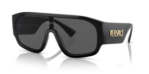 VERSACE VE4439 GB1/87 Black Gold Dark Gray Large Shield Sunglasses AUTHENTIC - Picture 1 of 5