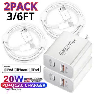 20W USB-C PD Power Adapter Fast Charger For iPhone 14 13 12 11 Pro Max iPad Lot - Image 1 of 4