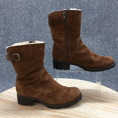 Botas UGG para mujer 7 yeguas Western piel de oveja marrón cómodo tobillo bloque SN 1982 Foto 1 de 4