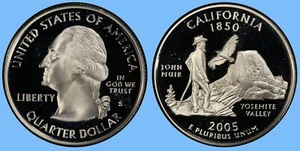 Cuarto de dólar del estado de California S 2005 ~ camafeo dcam prueba 90 % plata ~ moneda de 25 centavos de Estados Unidos - Imagen 1 de 1