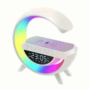 Large Smart Wireless Charger Alarm Night Light Lamp Bluetooth Speaker with RGB - Picture 1 of 15