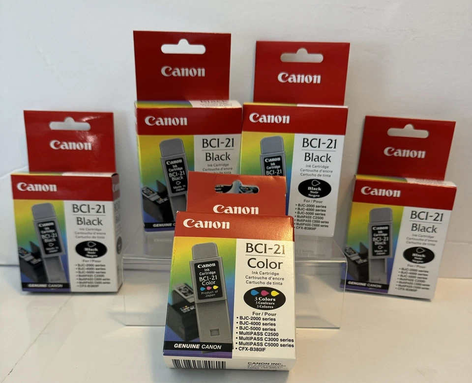 Canon BCI-21 Tri Color & Black Ink Cartridge GENUINE Canon