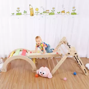 Kids Wooden Climbing Triangle Toddlers Baby Climber Ladder Indoor Gym Playground - Picture 1 of 8