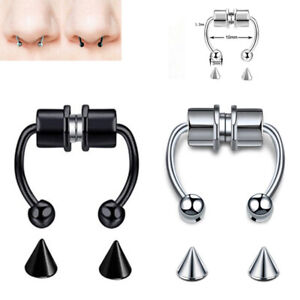 Magnetic Nose Ring Fake Septum Segment Helix Tragus Faux Clicker Non-Piercing