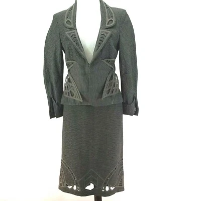 ZAC POSEN Falda Traje Blazer talla 6 + Falda Lápiz talla 4 Gris Recortado $1500 ¡VEUC! * Foto 1 de 4