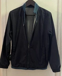 HUGO BOSS MENS BOMBER JACKET Navy Blue Gray Soft Lining Size Medium Excellent! - Picture 1 of 12