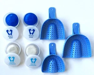 1 - 12 Packs-Dental Teeth Impression Kit-Trays (S,M,L) Putty Base & Catalyst - Picture 1 of 9
