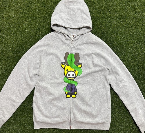 A BATHING APE (BAPE) Felpa con cappuccio BAPE kaws Baby milo cerniera completa a scimmia da bagno taglia L XL GIAPPONESE Nigo