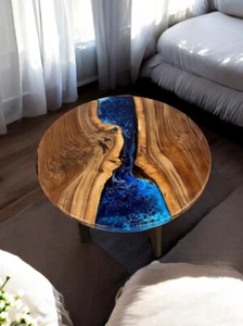 Custom Ocean Wave Epoxy River Table – Luxury Handmade Resin Table for Beach Deco - Picture 1 of 11