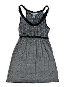 VTG Y2k Babydoll Dress Sz Small Black White Striped Stretch Coquette Whimsygoth - Picture 1 of 8