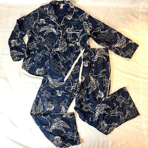 Women's XL Victoria's Secret Blue Pegasus Print Pajamas 2-Pc Shirt & Pants Navy - Picture 1 of 7